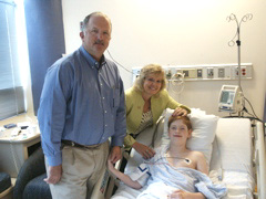 Julie, David and Daniel Moretz after a successful catheterization procedure